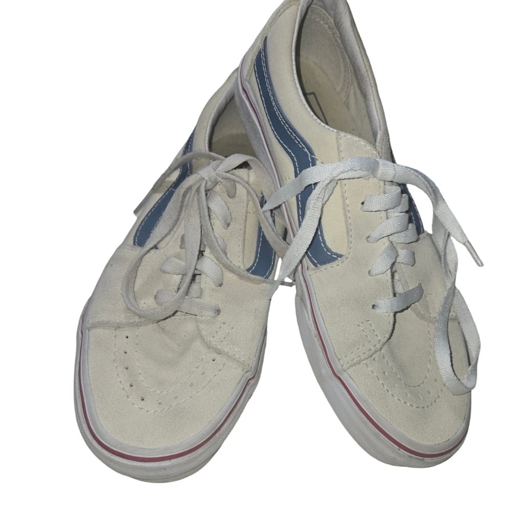 Vans Beige and Blue Sneakers Vintage Streetwear Classic size 5.5 Men